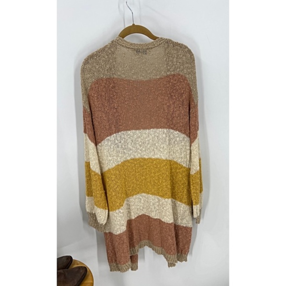 Davi & Dani Striped Open Front Textured Open Knit… - image 3